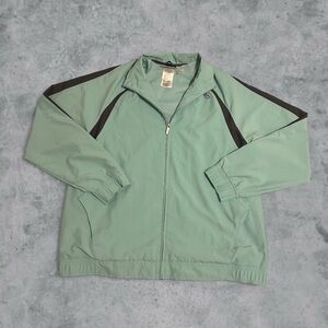 Vintage 90s Reebok Light Blue Nylon Windbreaker Zip Track Jacket XL